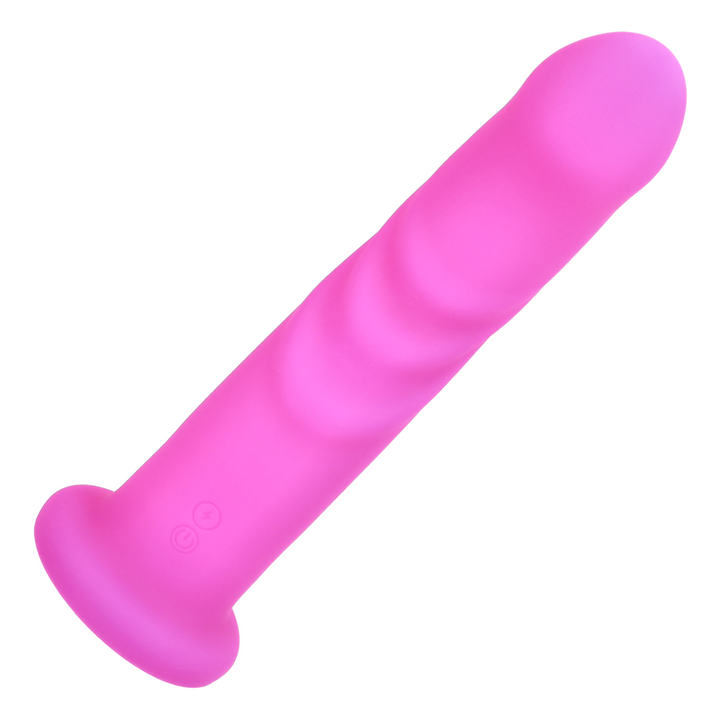 top view of Twirling Pink G-Spot Dildo ripples 