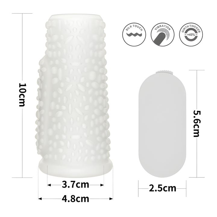 product size dimensions for textured Vibrating Drip Knights Ring 