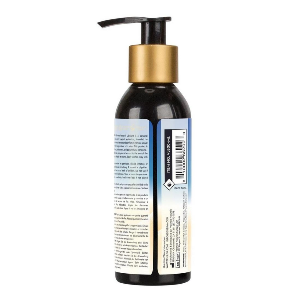 backside of Sensuva Jelly Water Based Personal Lubricant 4oz.