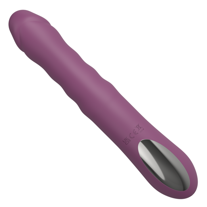 view of bottom from purple thrusting rabbit, with rose gold base