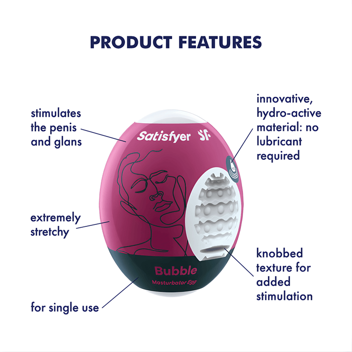 product features from Satisfyer Masturbator Egg 3 Pack Set - Bubble 