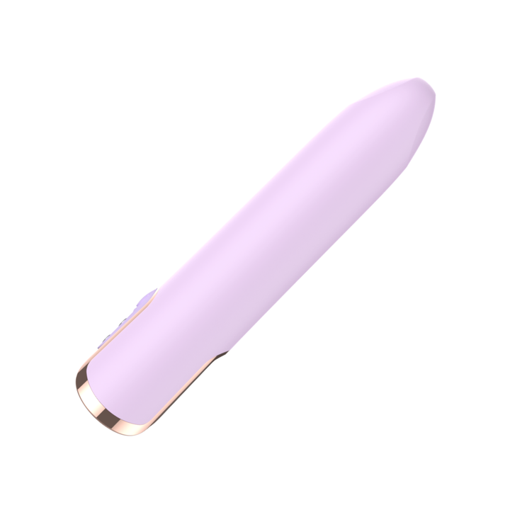 side view of small slim tapered bullet vibrator pinpoint stimulation 