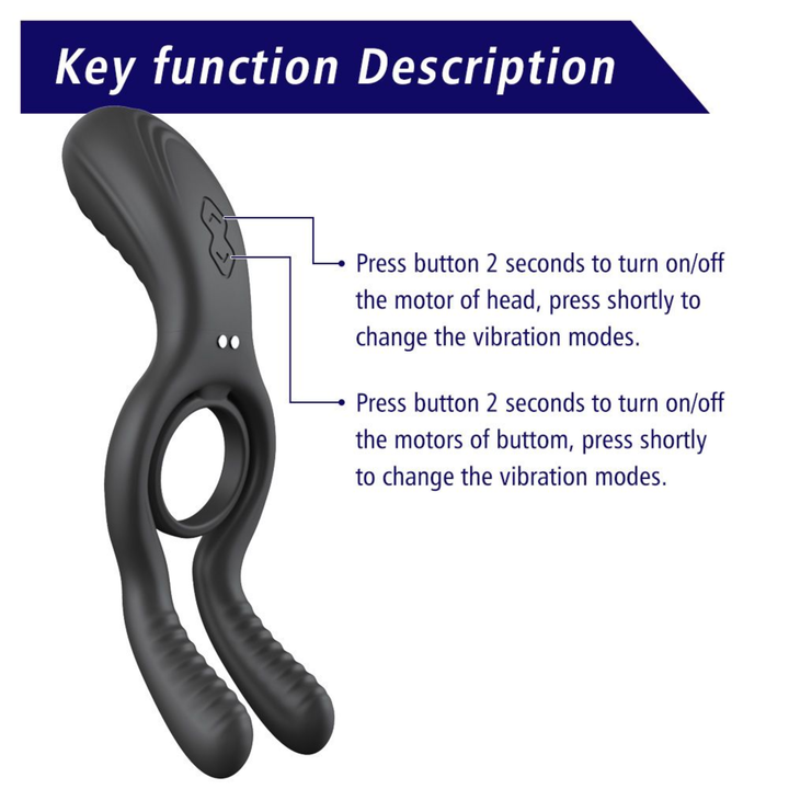 key function description for Cock ring with Clit and Ball Vibrator 