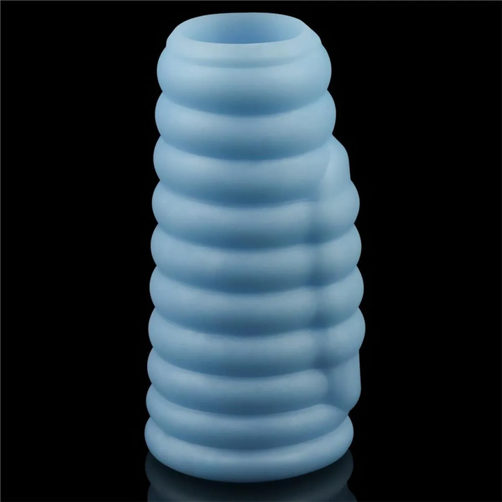 blue love toy Ribbed Vibrating Wave Knights Ring side view 