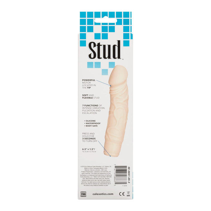 backside of Silicone Woody Vibrating Realistic Dong packaging 
