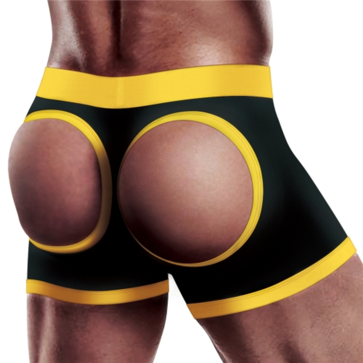 backside of INGEN Horny Strap-on Shorts view of butt cheeks 