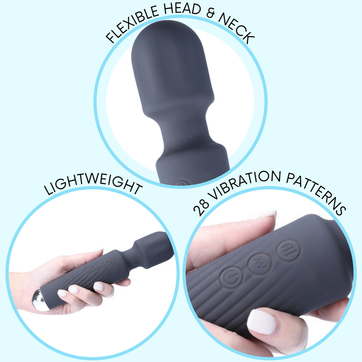 Flexible head and neck, lightweight, 28 vibration patterns