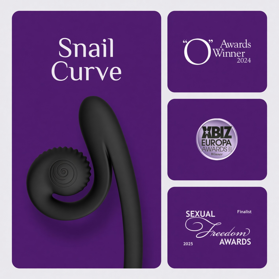 "O" awards winner 2024 SVibe Snail CURVE Rechargeable Silicone Vibrator with Clitoral Stimulator