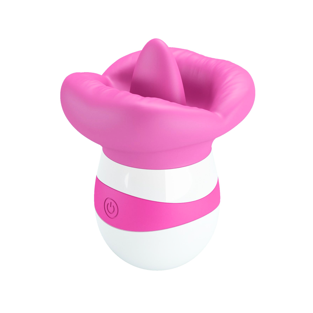 angled front view of pink Goodnight Kiss Clitoral Licker 