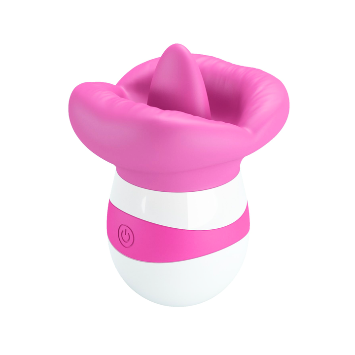 angled front view of pink Goodnight Kiss Clitoral Licker 