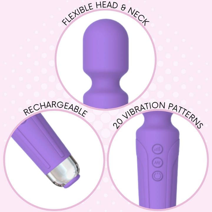 flexible head and neck, rechargeable, 20 vibration patterns