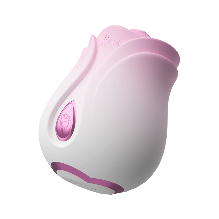 angled view from magnetic charging base Rose-Shaped Tapping Clit Stimulator