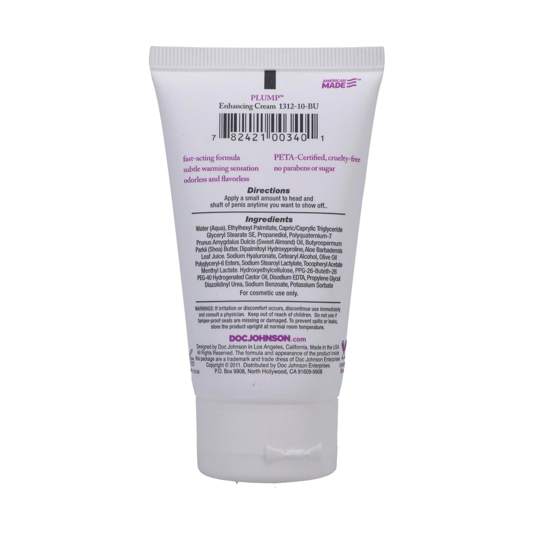 backside of Plump - Enhancing Serum For Men doc johnson bottle 