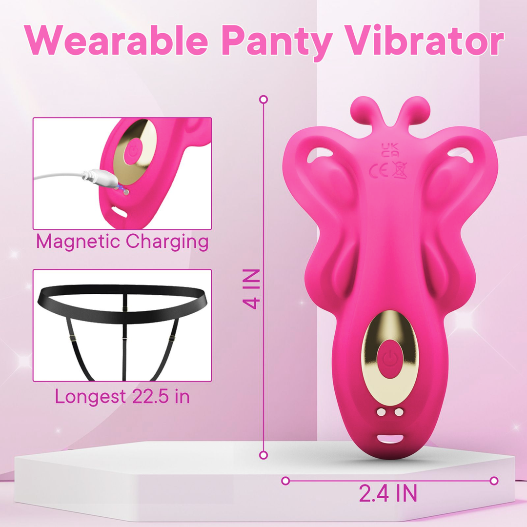 Wearable Butterfly Vibrator with Harness product dimensions