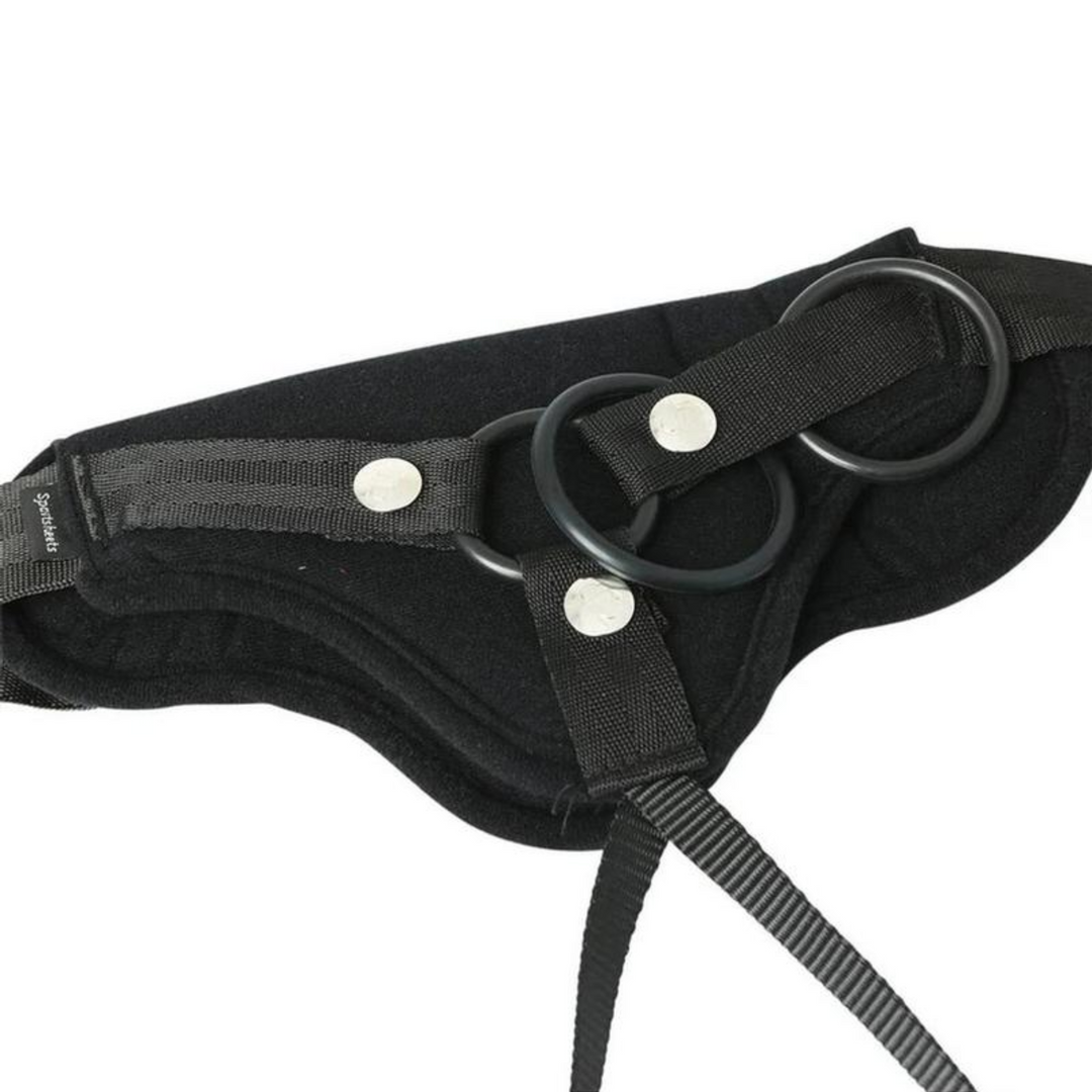 zoomed in view of Sportsheets Curvy Collection Divine Diva Strap-On - Black