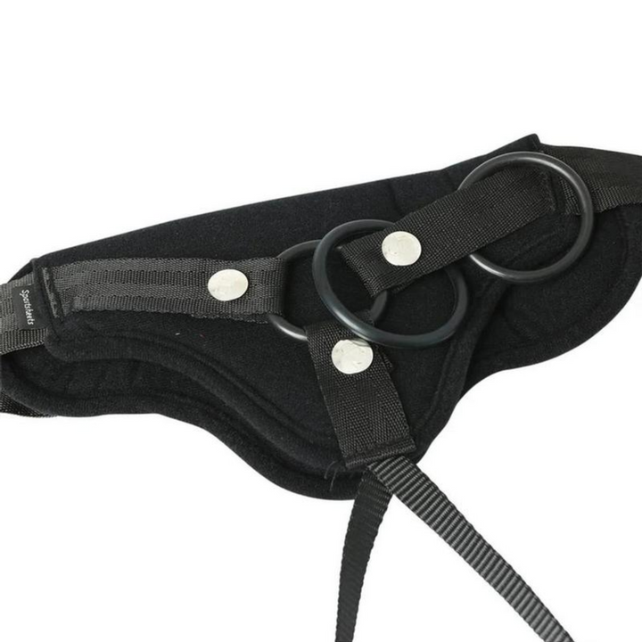 zoomed in view of Sportsheets Curvy Collection Divine Diva Strap-On - Black