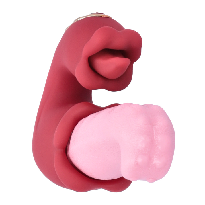 frontal view of secwell gyrating tongue adult sex toy with view of texture 