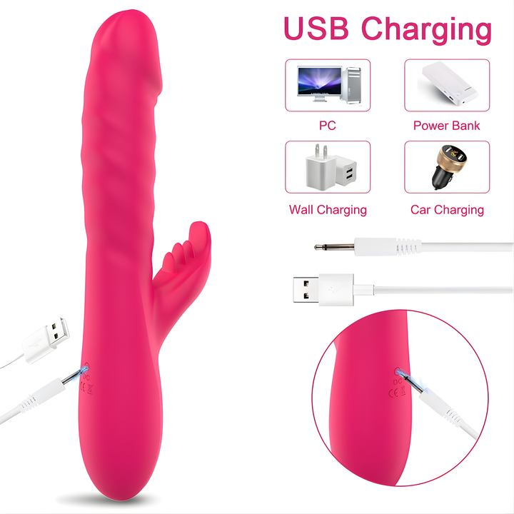 usb charging examples for Thrusting Spinning Licking Dual Action Vibrator