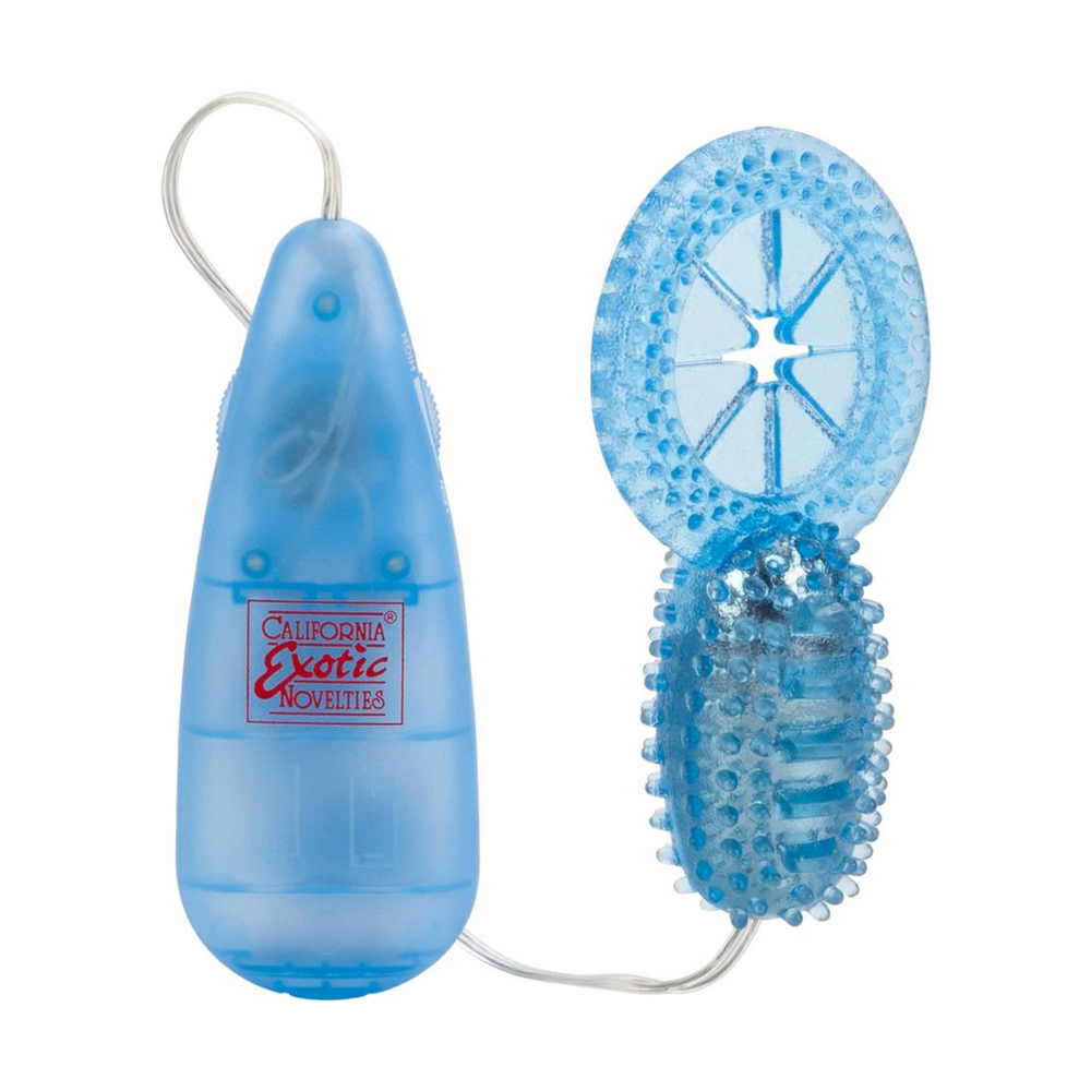 Shane's World His Stimulator Vibrating Cock Ring with Wired Remote Control in blue color 