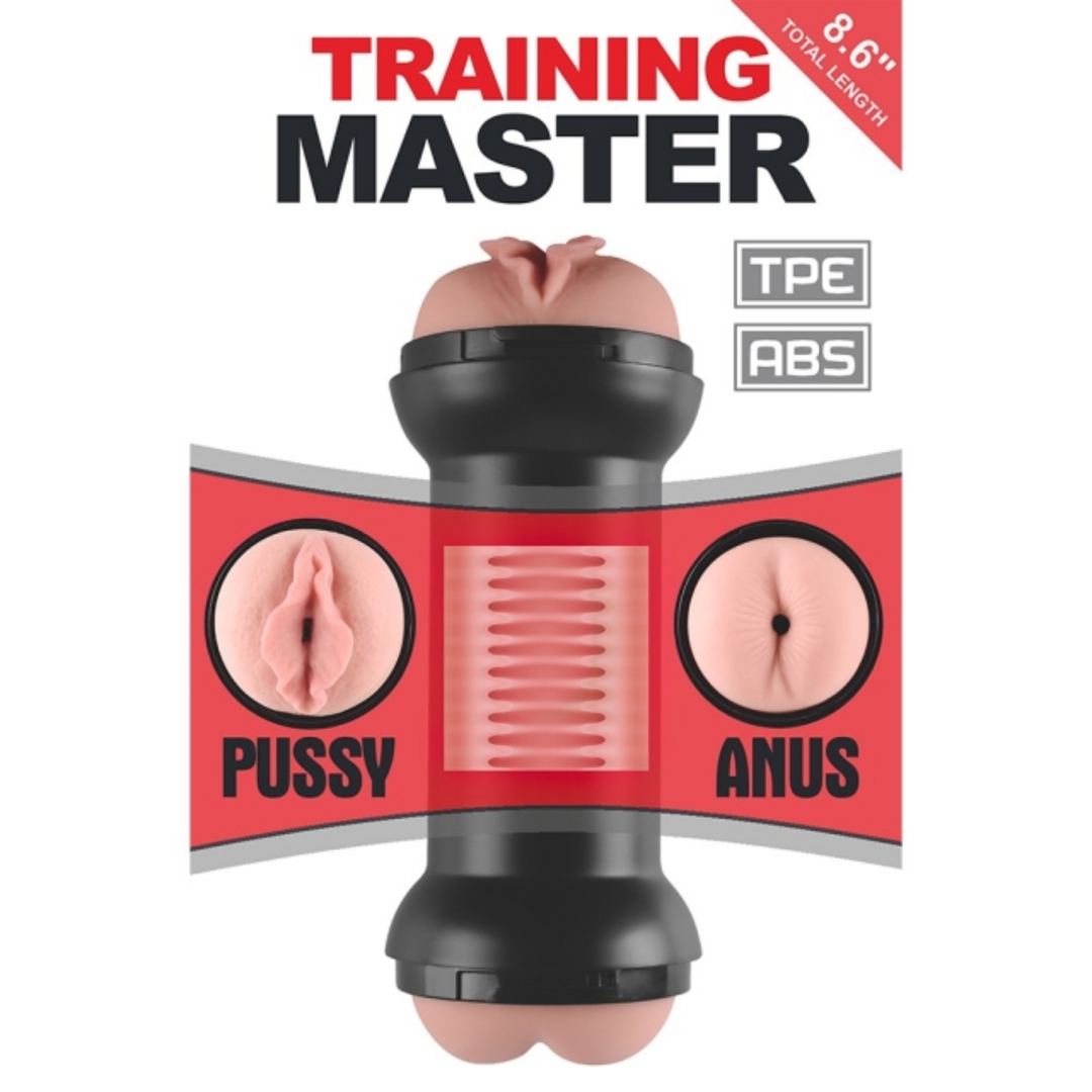 Training Master Double Side Stroker Pussy and Anus made from soft TPE and ABS textured lining 