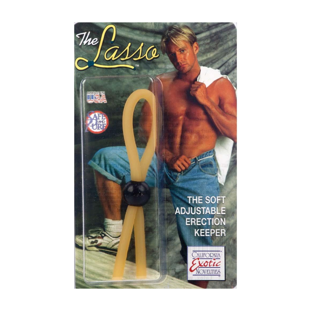The Lasso Adjustable Cock Ring as seen inside of packaging 