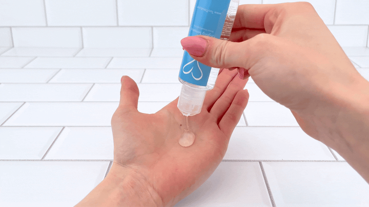 GIF of cooling lube being pouring onto hand 