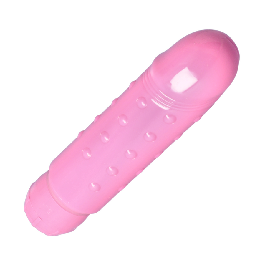 angled view of tip from Mini Dotted Vibrator pink