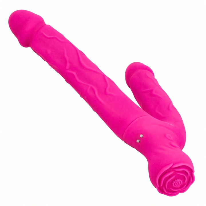 flexible shafts from Bendy Silicone Double Dildo Vibrator with Clit Teaser