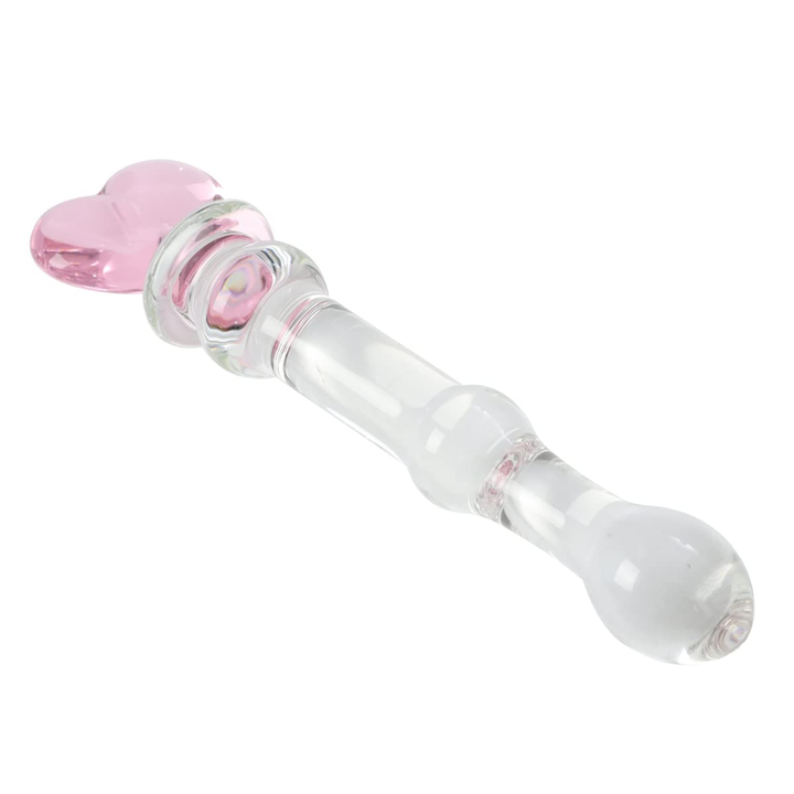 Heart Shape Glass Massager wand dildo angled view  