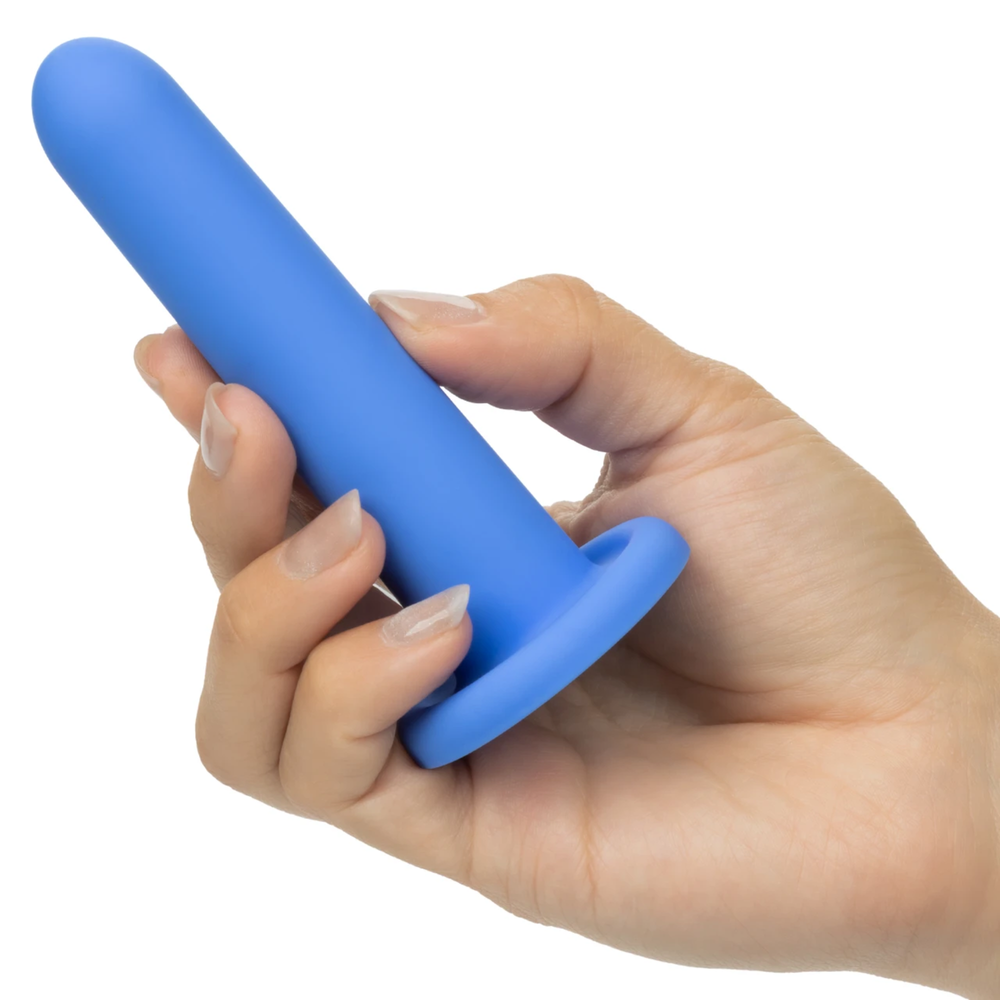 hand holding blue Calexotics Dilators Silicone Intermediate Set (4 Piece)