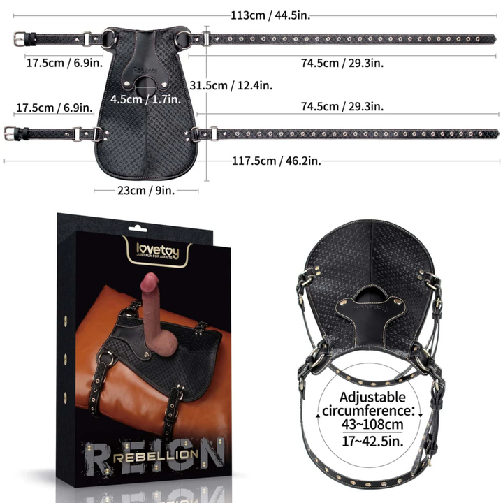 product size dimensions from Rebellion Reign Dildo Saddle 