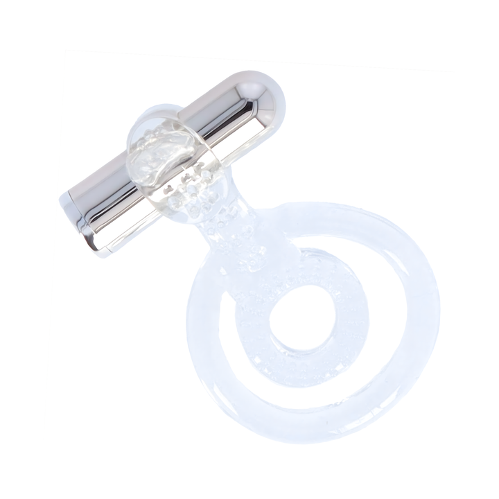 clear Vibrating Dual Cock Ring with Clit Teasing Tongue rechargeable 