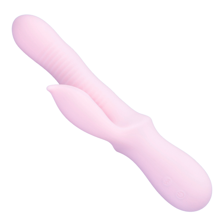 view of control buttons and ripples behind rabbit from pink wave rider 