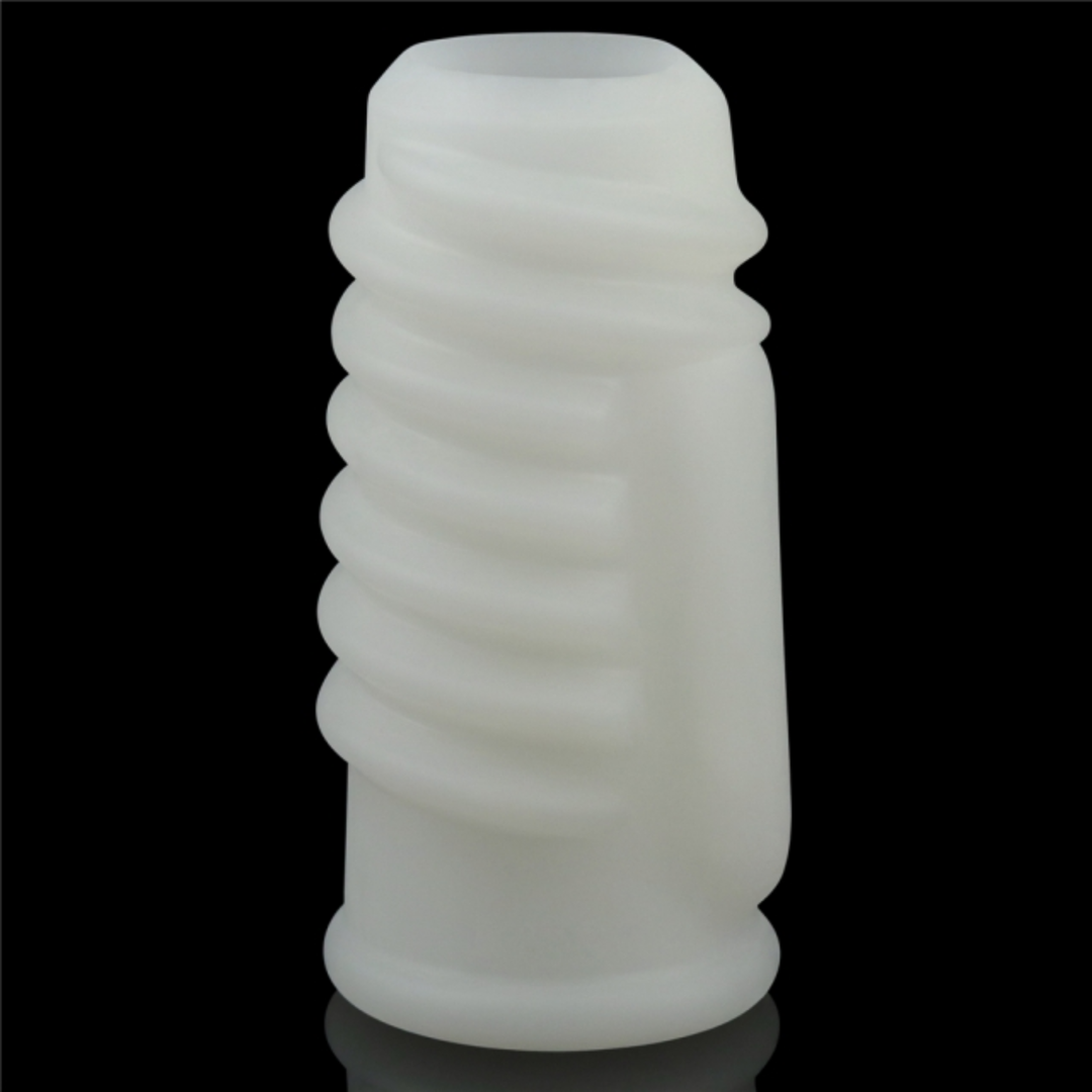 Spiral Vibrating Knights Ring white with built in bullet vibrator 