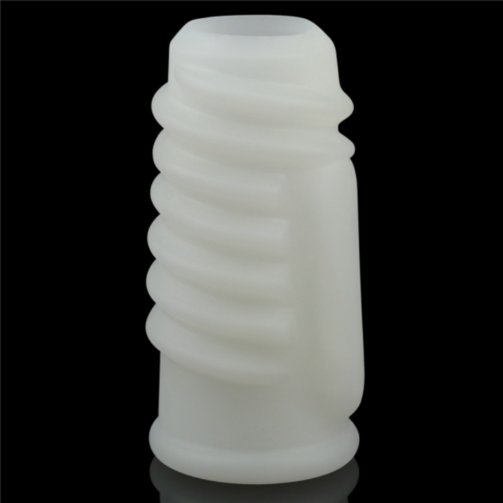 Spiral Vibrating Knights Ring white with built in bullet vibrator 