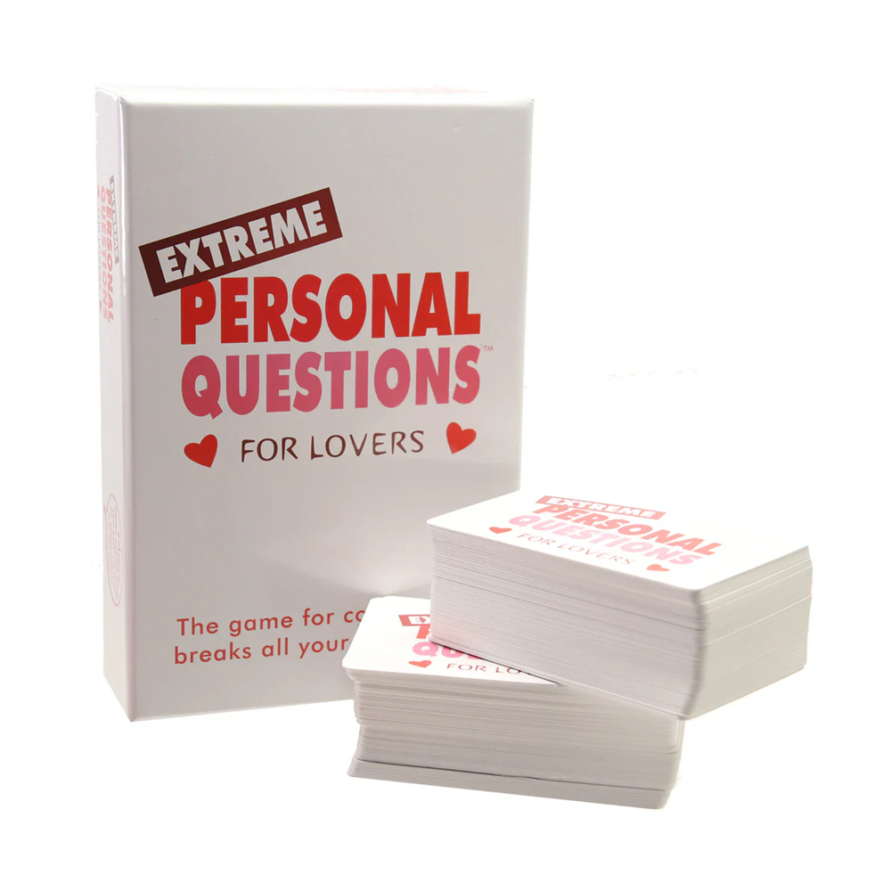stack of cards next to Extreme Personal Questions for Lovers Couples Game