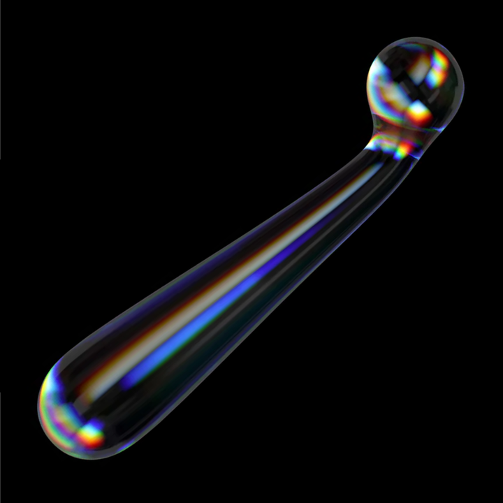 Lovetoy Twilight Gleam Alluring Arc Double Ended Glass Dildo black background 