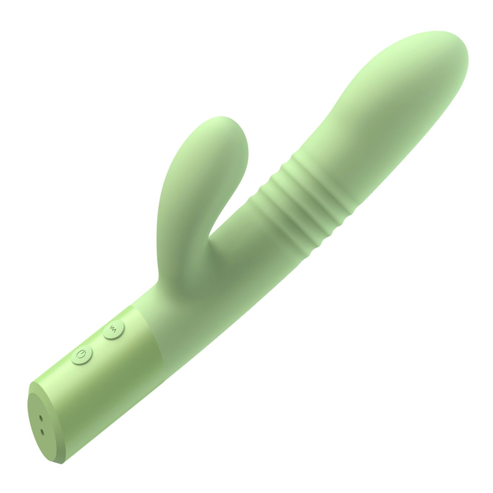 control buttons on Telescopic Thrusting Silicone Rabbit Vibrator 