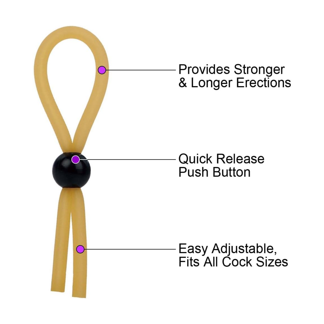 provides stronger and longer erections quick release button easy adjustable fits all sizes The Lasso Adjustable Cock Ring