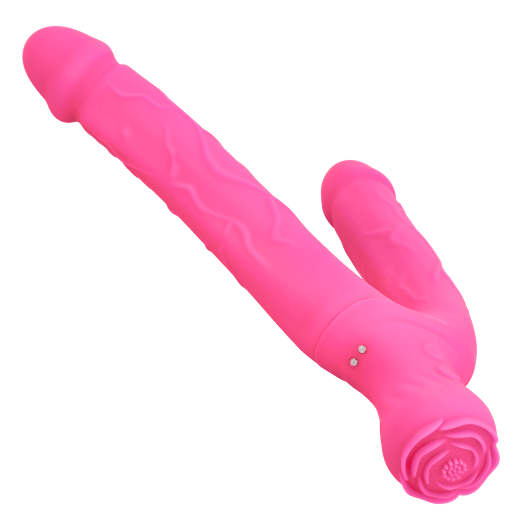 raised veins on shaft from Bendy Silicone Double Dildo Vibrator with Clit Teaser 