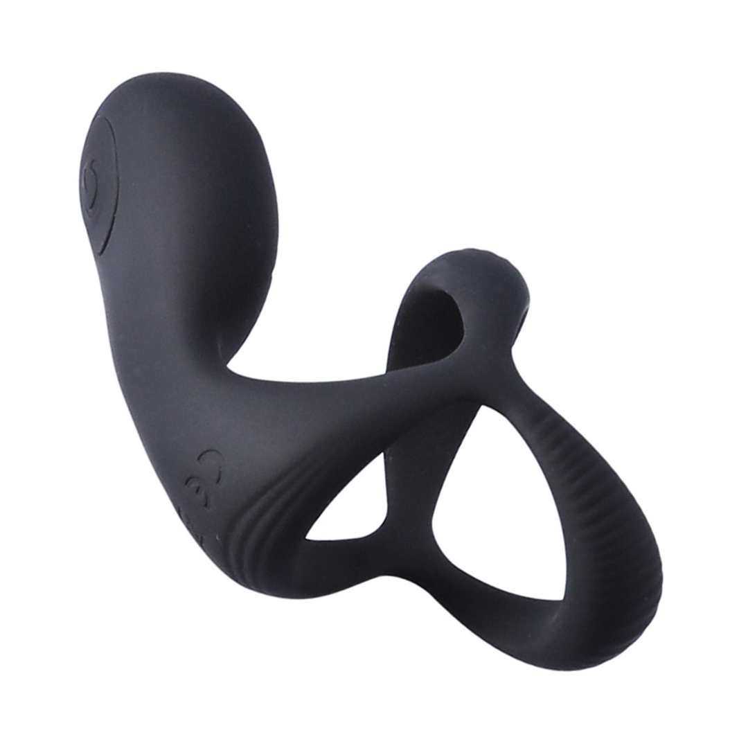 angled view of Taint Tickling Double Cock Ring 