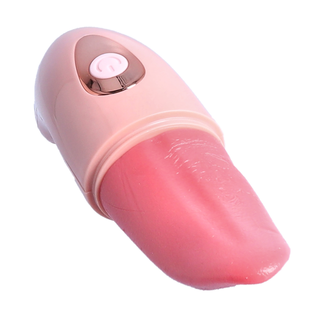 front view of tapered textured tip from Pink Rechargeable Licking Tongue by TooTimid