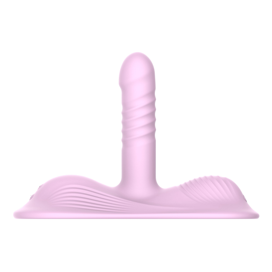 side view of Thrusting Hands-free Vibrator with ripples on the side 