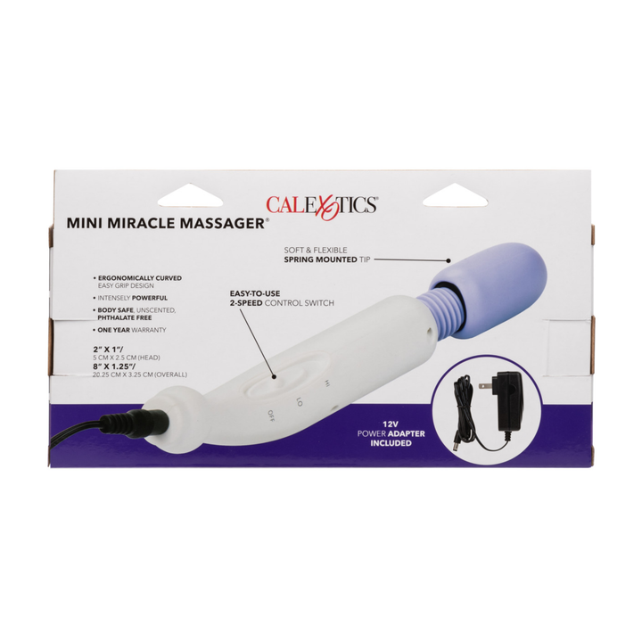 backside of Electric Mini-Miracle Massager packaging 