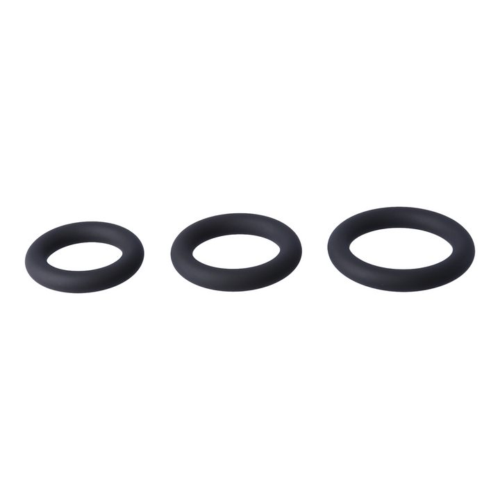 angled view of black Thick Silicone Tri Rings 