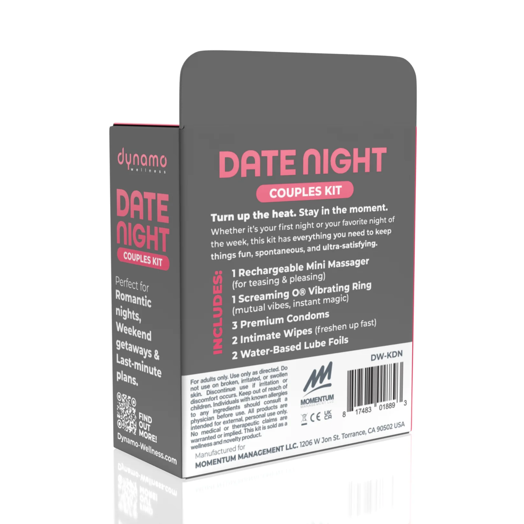 backside of Dynamo Wellness Date Night Couples Kit packaging 