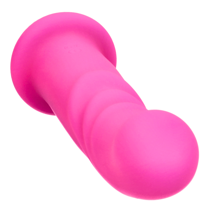 view of bulbous tip from Silicone Twirling Suction Cup G-Spot Dildo 