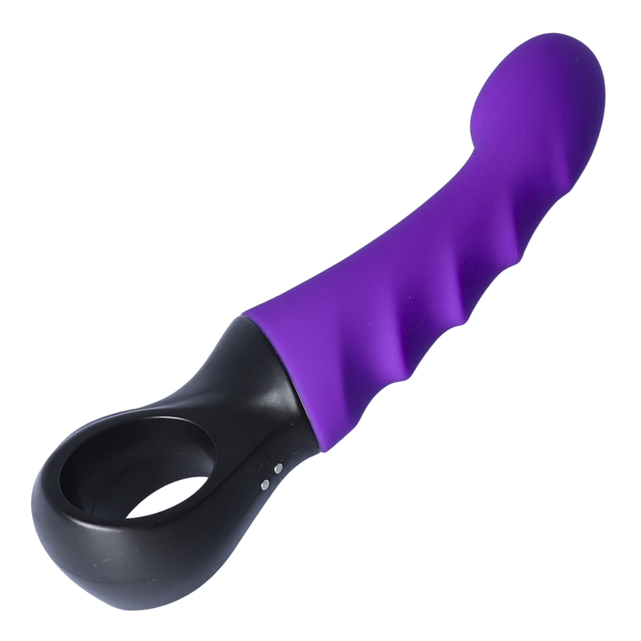 view of ridges on Flexible Vibrating G-Spot Dildo 