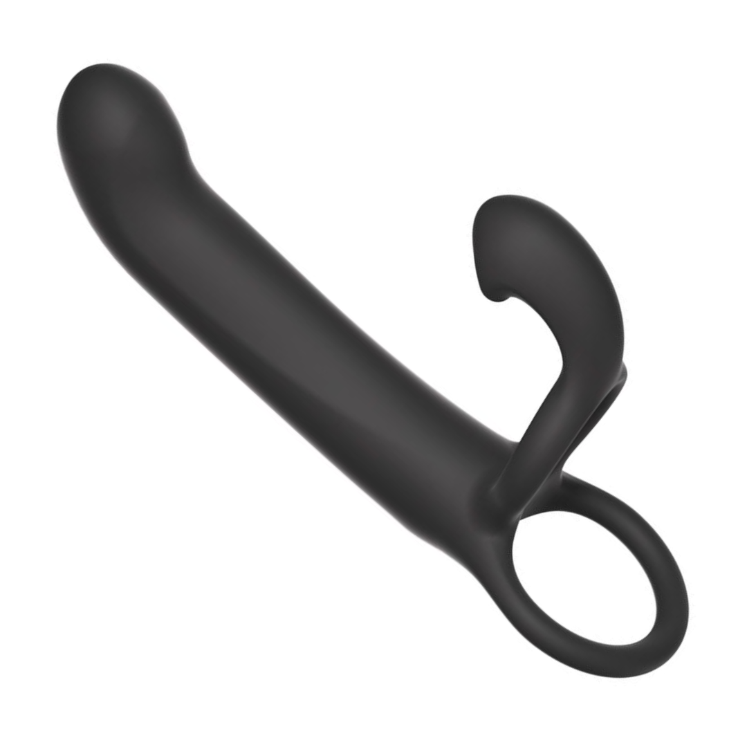 angled top side view of Double Penetration Vibrating Couple's C-Ring curved tip 