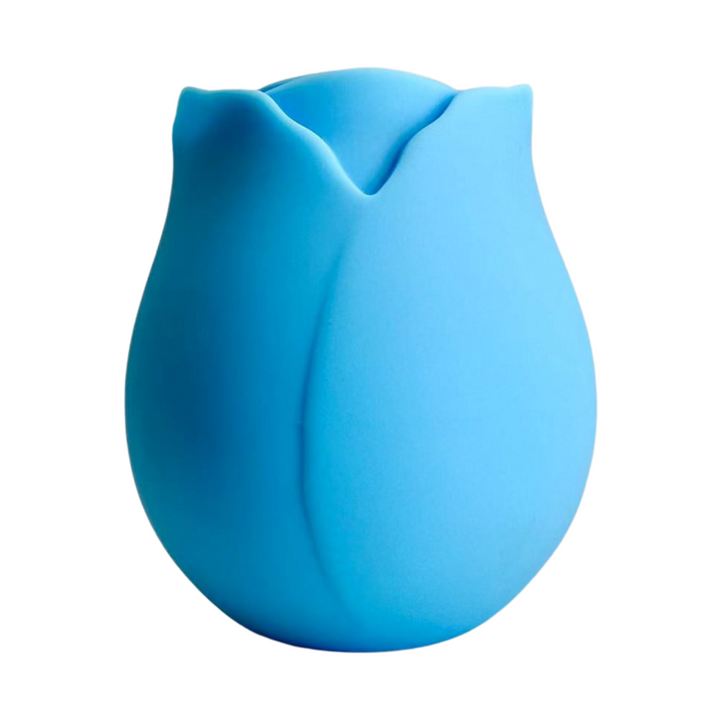 Blue euphoria rose bud air pulse stimulator side view 